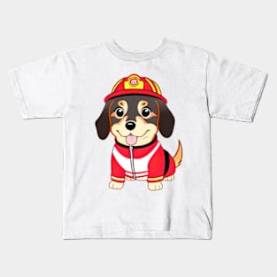 puppy as a firefighter Kids T-Shirt